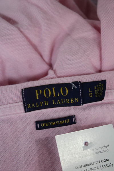 Polo Ralph Lauren Mens T-Shirt Pink Collared Short Sleeve Cotton Size L