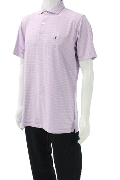 Peter Millar Mens Purple Striped Collared Cotton Tee Size M