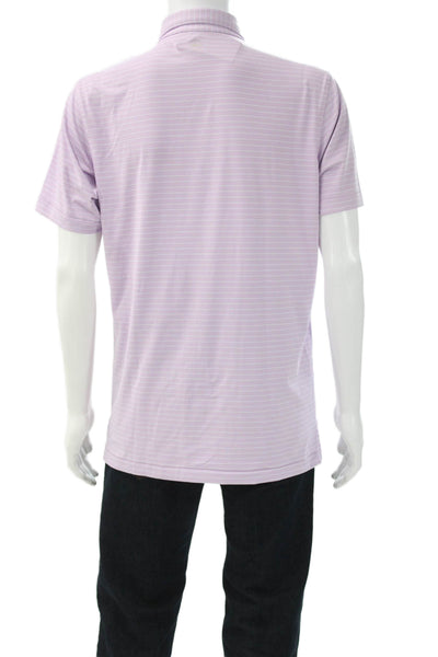 Peter Millar Mens Purple Striped Collared Cotton Tee Size M