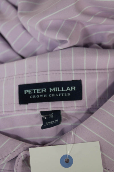 Peter Millar Mens Purple Striped Collared Cotton Tee Size M