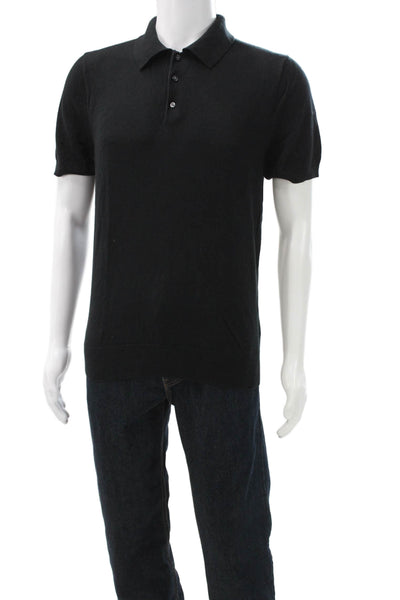 J Crew Mens Polo T-Shirt Black Collared Short Sleeve 100% Cotton Size M