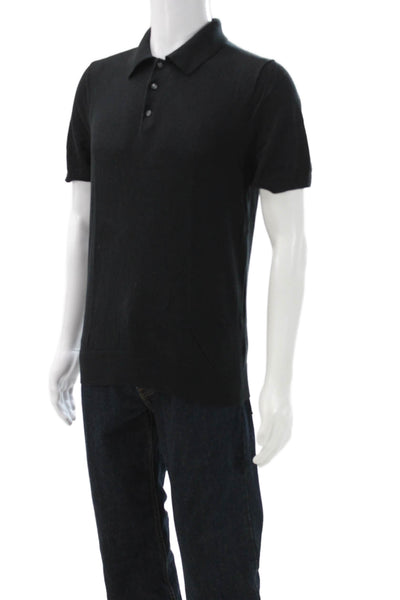 J Crew Mens Polo T-Shirt Black Collared Short Sleeve 100% Cotton Size M