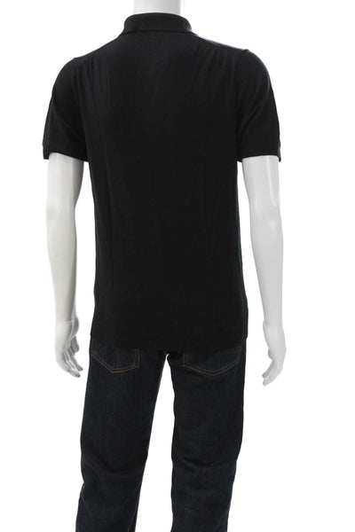 J Crew Mens Polo T-Shirt Black Collared Short Sleeve 100% Cotton Size M