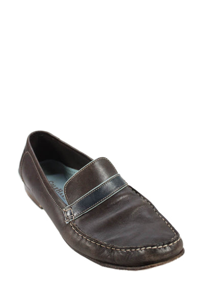 Cole Haan Womens Leather Slide On Loafers Brown Navy Blue Size 9.5 B