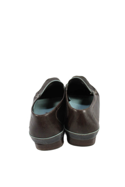 Cole Haan Womens Leather Slide On Loafers Brown Navy Blue Size 9.5 B