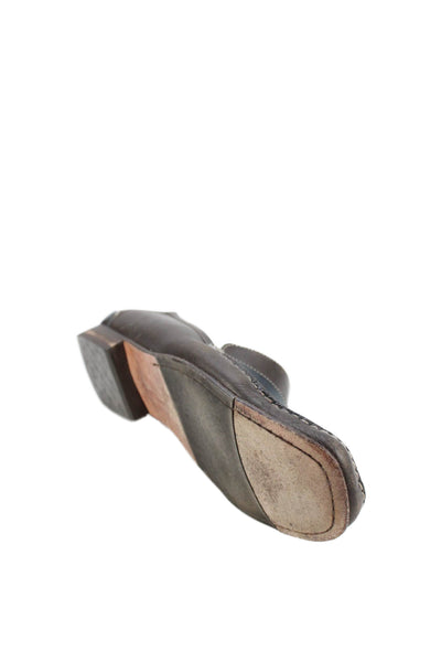 Cole Haan Womens Leather Slide On Loafers Brown Navy Blue Size 9.5 B