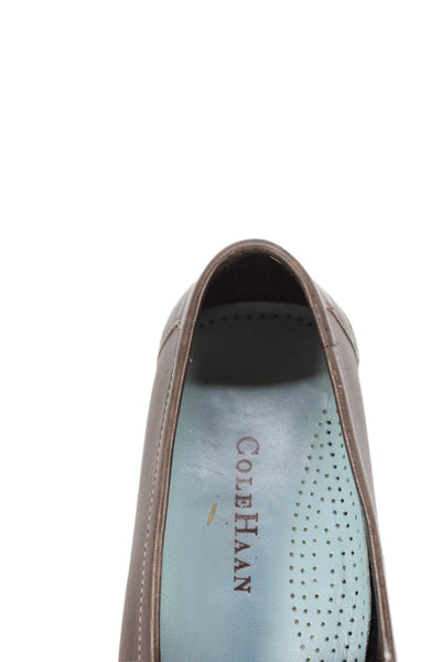Cole Haan Womens Leather Slide On Loafers Brown Navy Blue Size 9.5 B