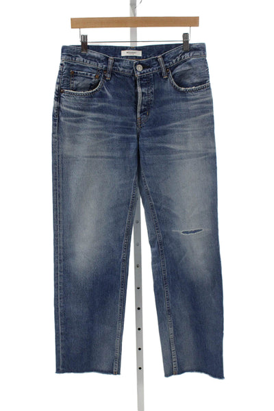 Moussy Womens Blue Straight Jeans High Rise 100% Cotton Button Fly Size 27