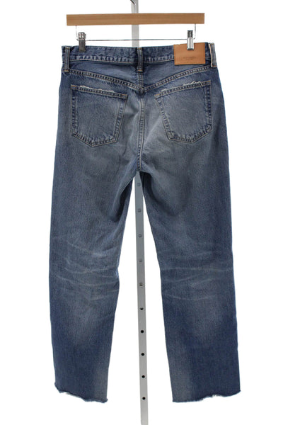 Moussy Womens Blue Straight Jeans High Rise 100% Cotton Button Fly Size 27