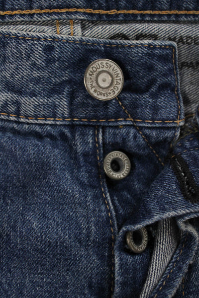 Moussy Womens Blue Straight Jeans High Rise 100% Cotton Button Fly Size 27
