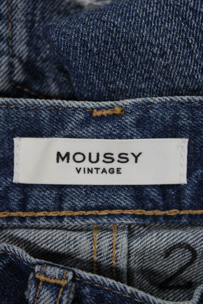 Moussy Womens Blue Straight Jeans High Rise 100% Cotton Button Fly Size 27