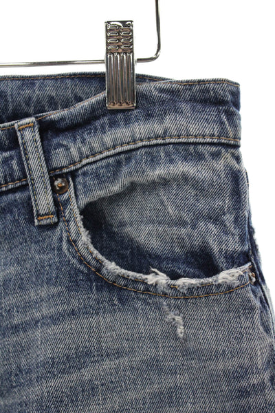 Moussy Womens Straight Jeans Blue Mid Rise Button Cotton Size 27