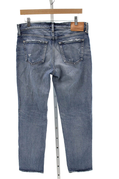 Moussy Womens Straight Jeans Blue Mid Rise Button Cotton Size 27