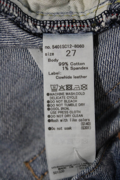 Moussy Womens Straight Jeans Blue Mid Rise Button Cotton Size 27