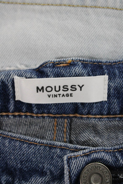 Moussy Womens Straight Jeans Blue Mid Rise Button Cotton Size 27