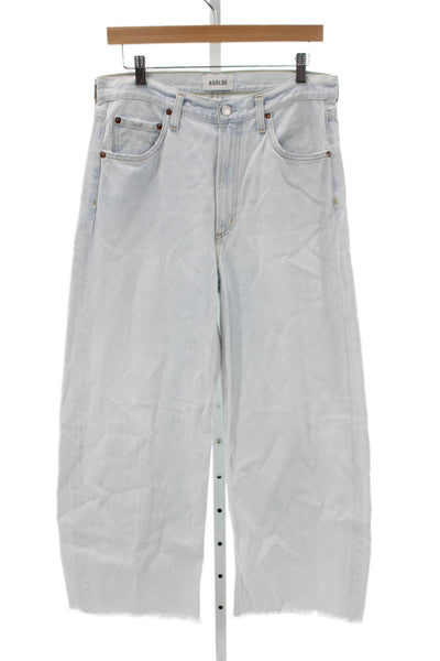 Agolde Womens Wide-Leg High Rise Jeans Blue Cotton Blend Button Fly Size 28