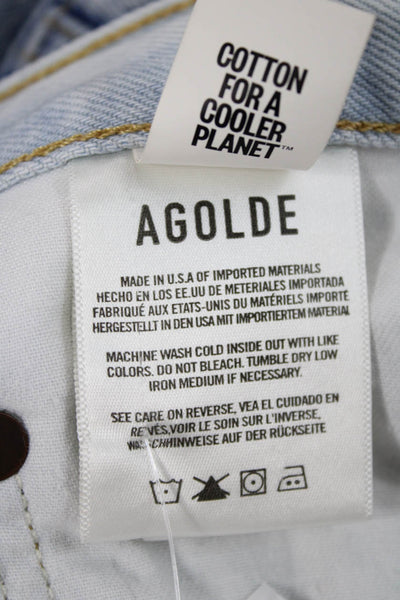 Agolde Womens Wide-Leg High Rise Jeans Blue Cotton Blend Button Fly Size 28