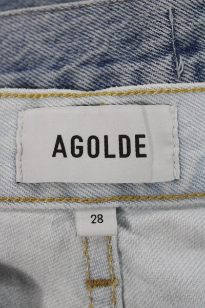 Agolde Womens Wide-Leg High Rise Jeans Blue Cotton Blend Button Fly Size 28