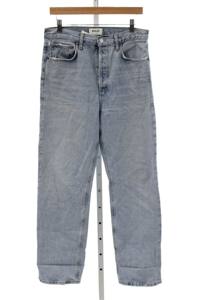 Agolde Womens High Rise Straight Jeans Blue Button Fly Cotton Size 26