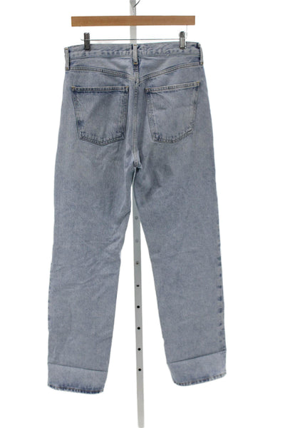 Agolde Womens High Rise Straight Jeans Blue Button Fly Cotton Size 26