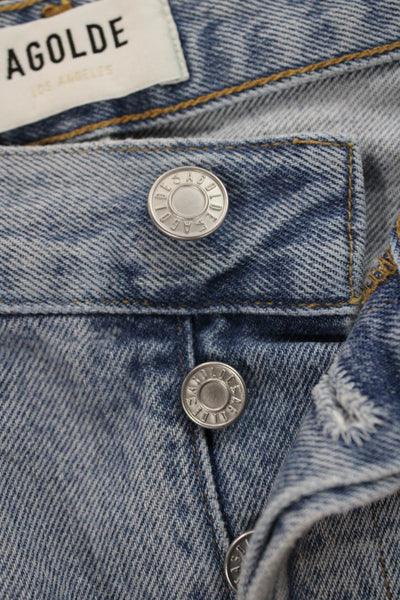 Agolde Womens High Rise Straight Jeans Blue Button Fly Cotton Size 26