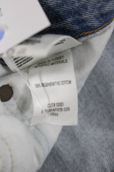 Agolde Womens High Rise Straight Jeans Blue Button Fly Cotton Size 26
