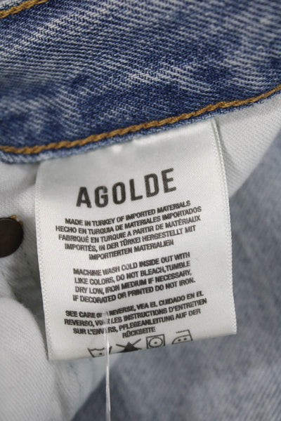 Agolde Womens High Rise Straight Jeans Blue Button Fly Cotton Size 26