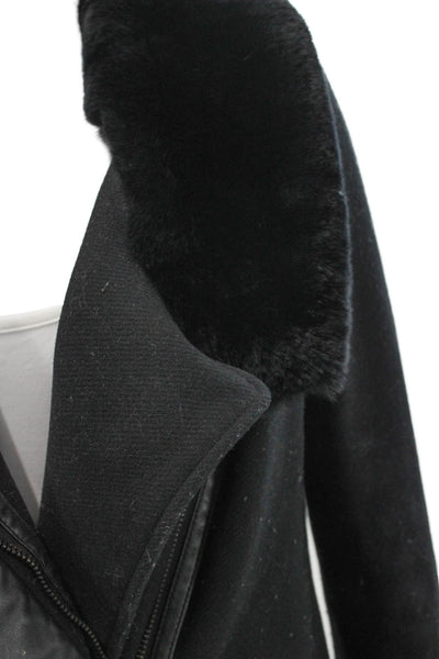 Vince Womens Overcoat Black Wool Blend Zip Size S