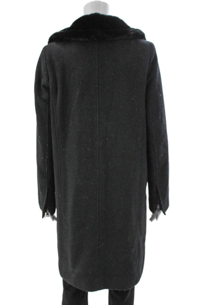 Vince Womens Overcoat Black Wool Blend Zip Size S