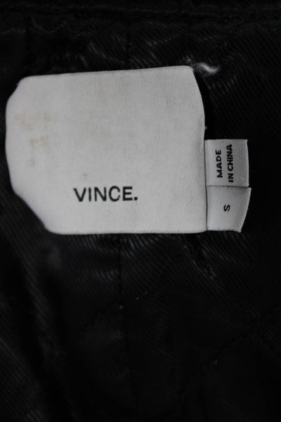 Vince Womens Overcoat Black Wool Blend Zip Size S