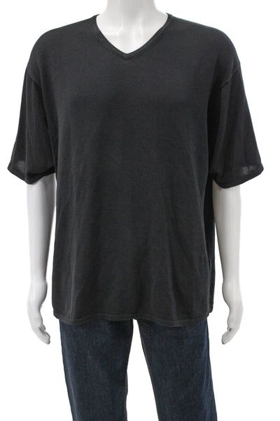 Armani Collezioni Men Black VNeck Cotton Short Sleeve Tee Size 2XL