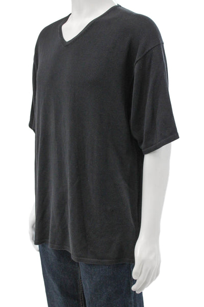 Armani Collezioni Men Black VNeck Cotton Short Sleeve Tee Size 2XL
