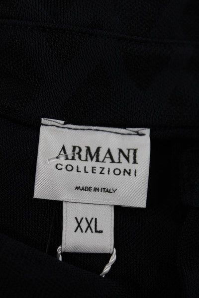 Armani Collezioni Mens Polo T-Shirt Blue Argyle Collared Long Sleeve Size 2XL