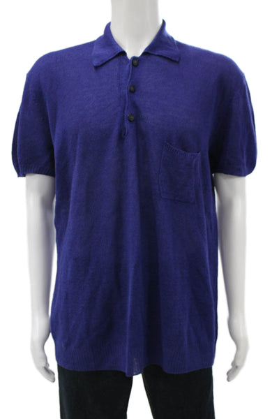 Versace Classic V2 Mens T-Shirt Purple Collared Knit Short Sleeve Size 2XL