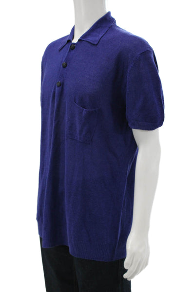 Versace Classic V2 Mens T-Shirt Purple Collared Knit Short Sleeve Size 2XL