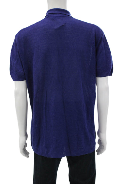 Versace Classic V2 Mens T-Shirt Purple Collared Knit Short Sleeve Size 2XL