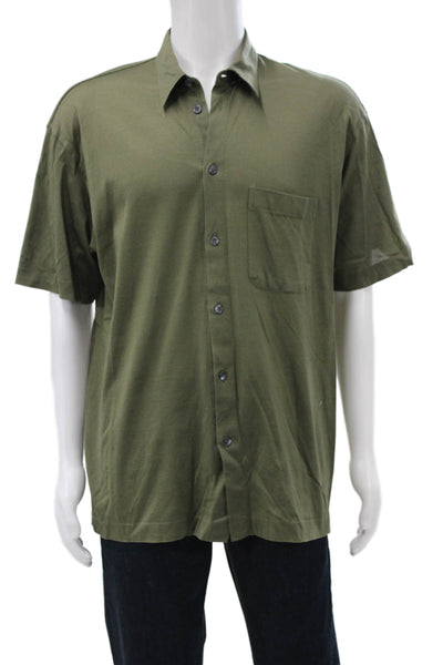 Ermenegildo Zegna Mens Green Polo T-Shirt Cotton Short Sleeve Size XL