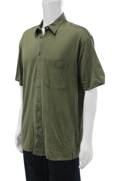 Ermenegildo Zegna Mens Green Polo T-Shirt Cotton Short Sleeve Size XL