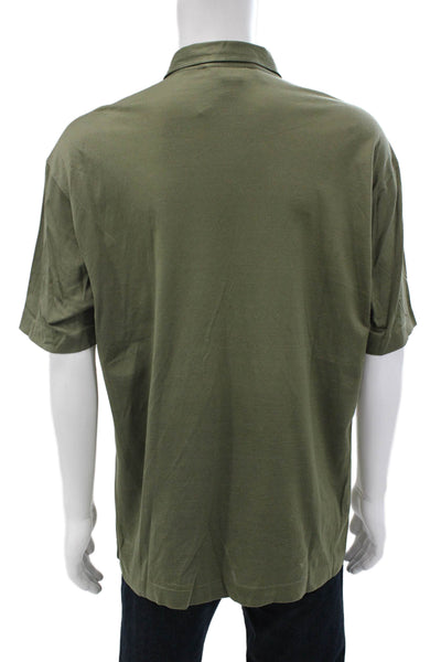 Ermenegildo Zegna Mens Green Polo T-Shirt Cotton Short Sleeve Size XL