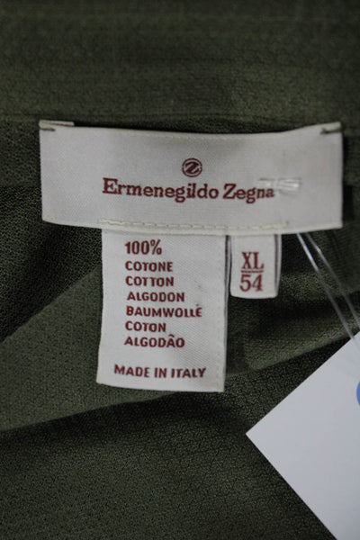 Ermenegildo Zegna Mens Green Polo T-Shirt Cotton Short Sleeve Size XL