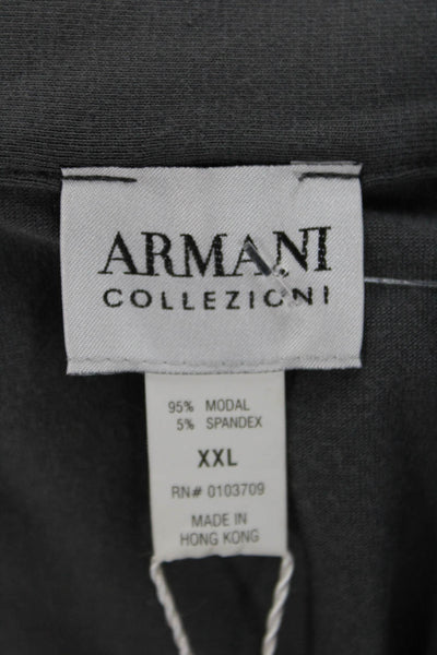 Armani Collezioni Mens Button Down Shirt Gray Modal Long Sleeve Size 2XL