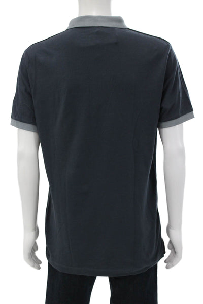 Armani Collezioni Mens Blue Collared Cotton Short Sleeve T-Shirt Size 2XL