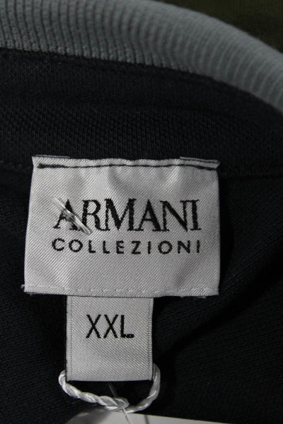 Armani Collezioni Mens Blue Collared Cotton Short Sleeve T-Shirt Size 2XL