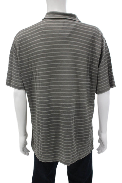 Armani Collezioni Mens Gray Linen Collared Polo Shirt Short Sleeve Size M