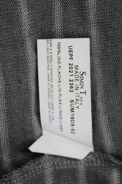Armani Collezioni Mens Gray Linen Collared Polo Shirt Short Sleeve Size M