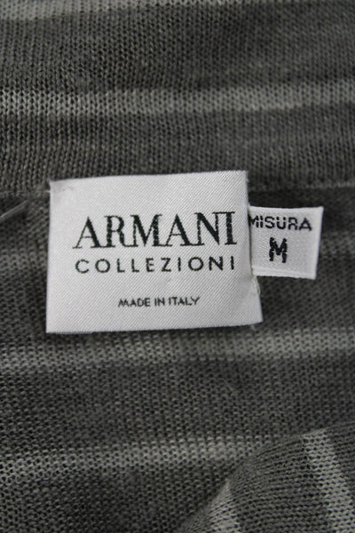 Armani Collezioni Mens Gray Linen Collared Polo Shirt Short Sleeve Size M