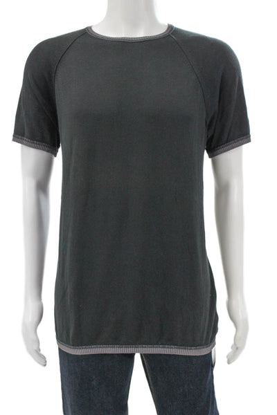 Miu Miu Mens Pullover Gray Cotton Crew Neck Short Sleeve Size 2XL