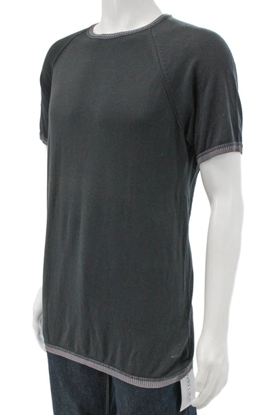Miu Miu Mens Pullover Gray Cotton Crew Neck Short Sleeve Size 2XL