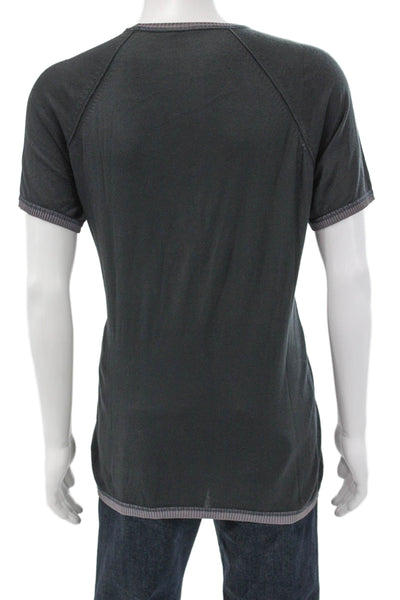 Miu Miu Mens Pullover Gray Cotton Crew Neck Short Sleeve Size 2XL