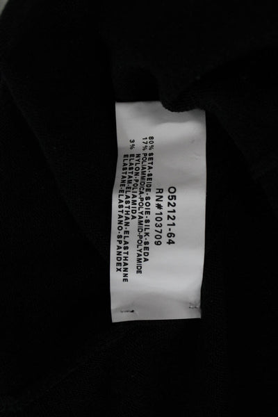 Armani Collezioni Mens Black Collared T-Shirt Long Sleeve Button Silk Size 2XL
